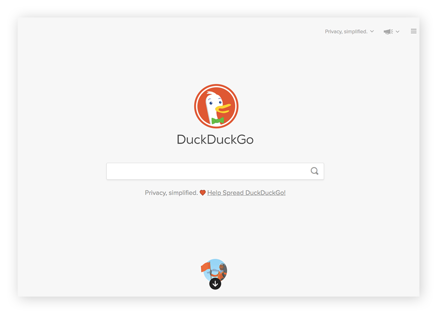 DuckDuckGo暗网搜索引擎的主页。